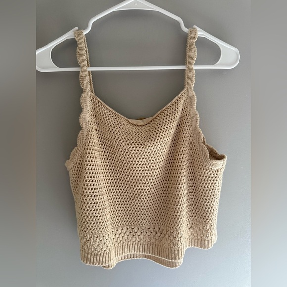 Ryegrass Womans Crochet Sandshell Tank Top SZ LG Boho New Lined Cropped Summer - Picture 6 of 8